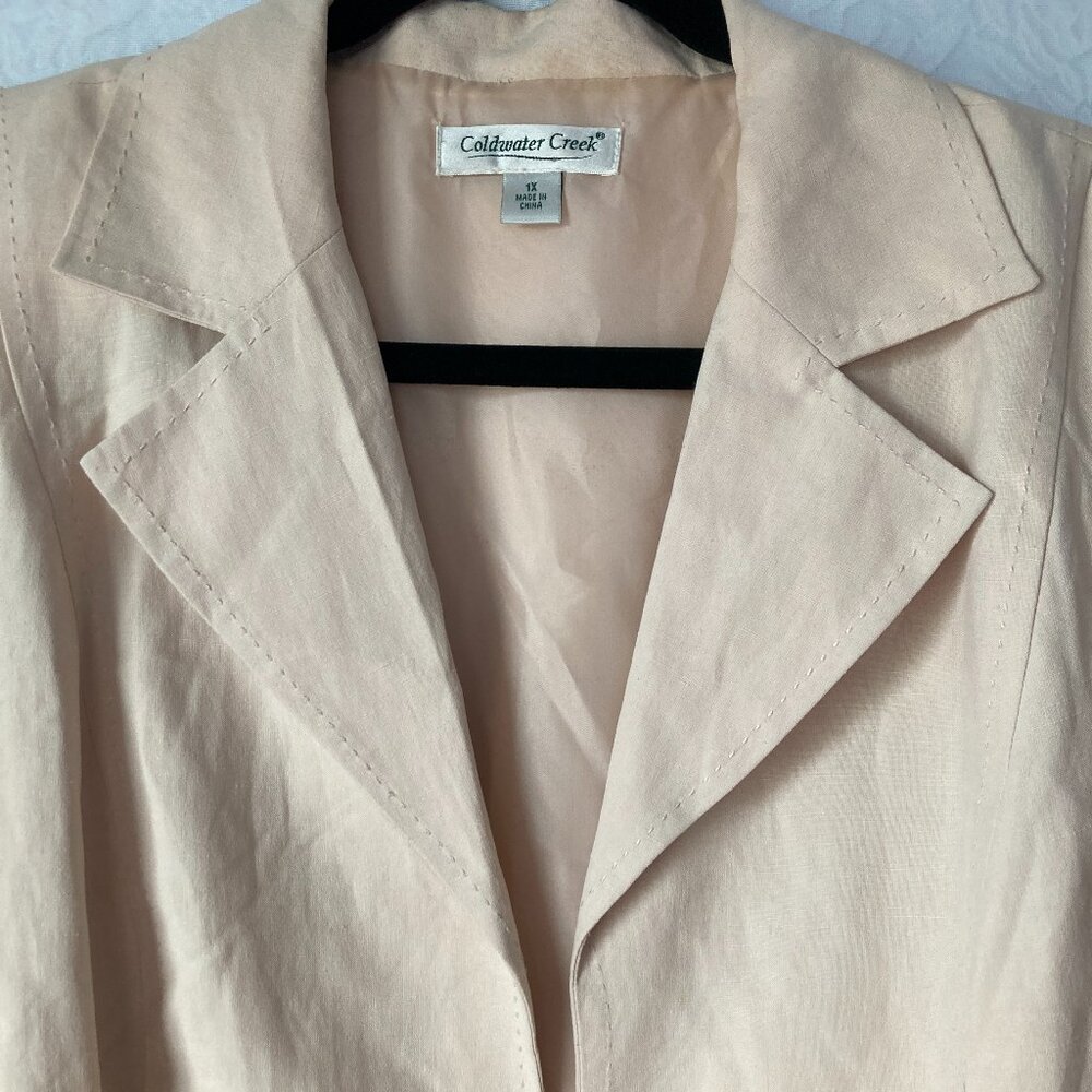 COLDWATER CREEK Blazer Silk Linen blend Cream Plus Size 1X Career Office - Picture 2 of 11